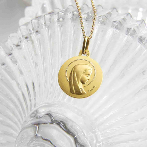 M�daille Vierge  profil Augis Polie