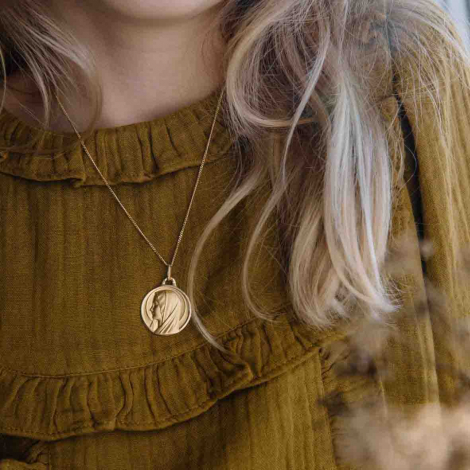 M�daille Vierge Santa Maria Augis patine main