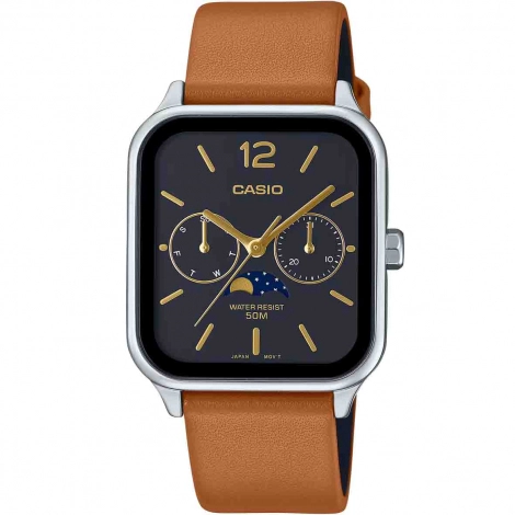 Montre Casio Timeless - Moonphase - Gris Anthracite & Cuir