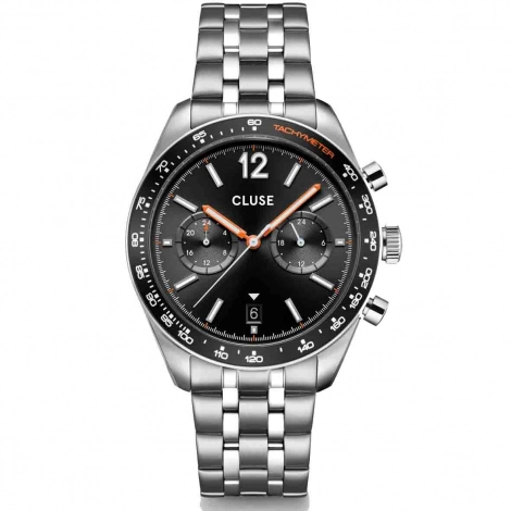 Montre Cluse Aravis Dual Timer Steel, Black, Silver Colour 