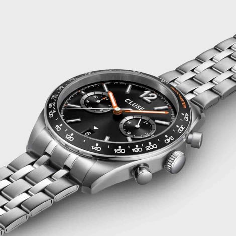 Montre Cluse Aravis Dual Timer Steel, Black, Silver Colour 