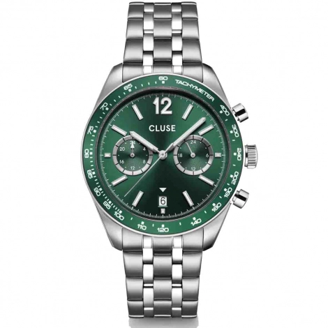 Montre Cluse Aravis Dual Timer Steel - Green, -Silver Colour 
