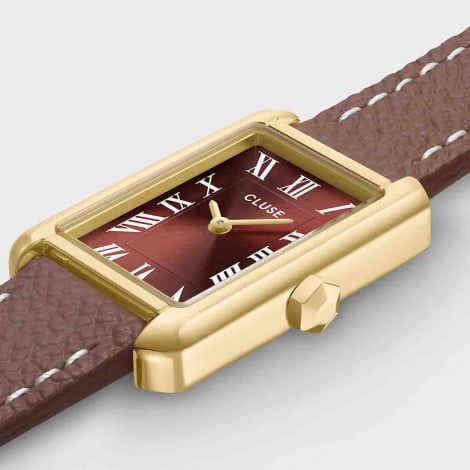 Montre Cluse Belisenna Double Leather -  Mocha -Gold Colour
