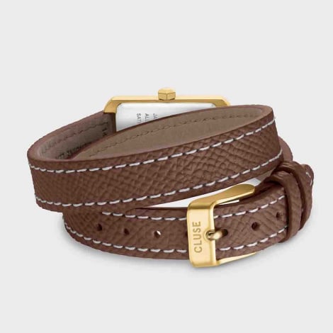 Montre Cluse Belisenna Double Leather -  Mocha -Gold Colour