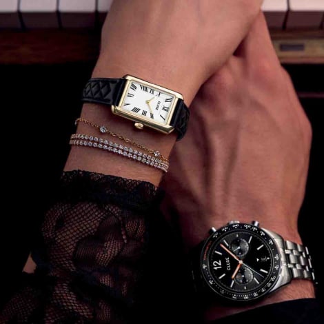 Montre Cluse Belisenna Leather - Black Quilted - Gold Colour