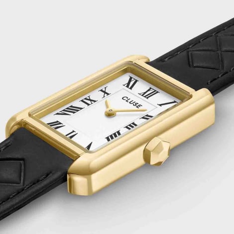 Montre Cluse Belisenna Leather - Black Quilted - Gold Colour