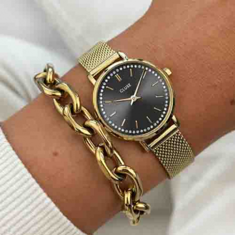 Montre Cluse Boho Chic Petite Crystals Mesh Grey, Gold Colour