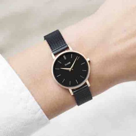 Montre Cluse Boho Chic Petite Mesh Black, Rose Gold Colour