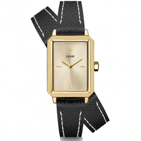 Montre Cluse Fluette Double Leather -  Black - Full Gold Colour 