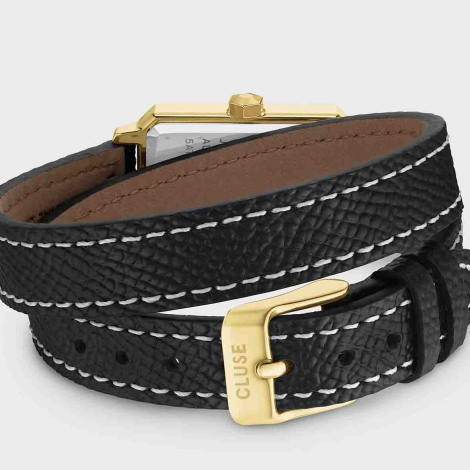 Montre Cluse Fluette Double Leather -  Black - Full Gold Colour 