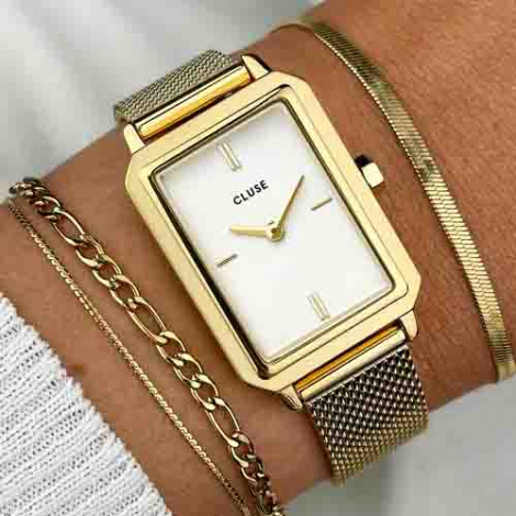 Montre Cluse Fluette Mesh White - Silver Color