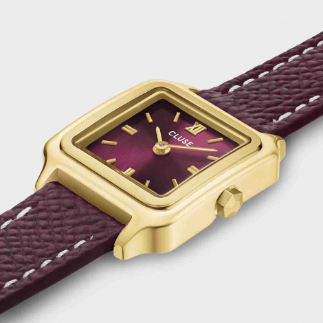 Montre Cluse Gracieuse Mini Watch Double Leather - Wine - Gold Colour
