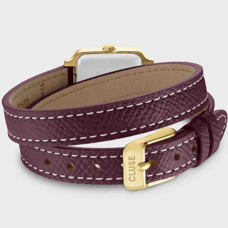 Montre Cluse Gracieuse Mini Watch Double Leather - Wine - Gold Colour