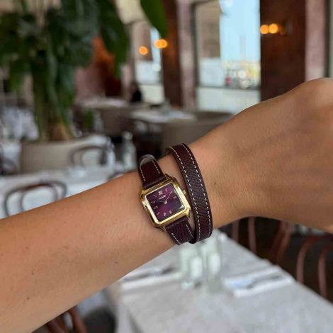 Montre Cluse Gracieuse Mini Watch Double Leather - Wine - Gold Colour