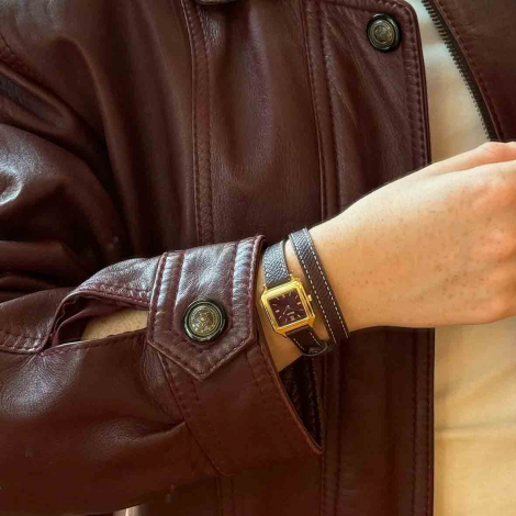 Montre Cluse Gracieuse Mini Watch Double Leather - Wine - Gold Colour