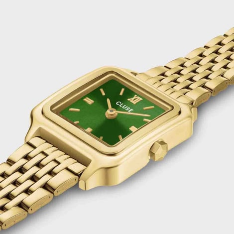 Montre Cluse Gracieuse Mini Watch Double Steel - Forest Green - Gold Colour 