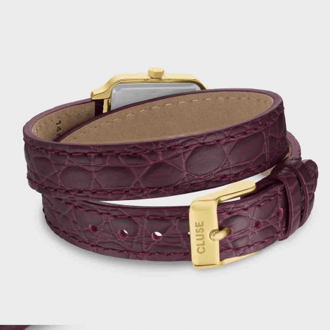 Montre Cluse Gracieuse Petite Watch Double Crocodile Leather - Wine - Golld Colour