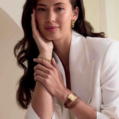 Montre Cluse Gracieuse Petite Watch Double Leather -  White stones -  Full Gold Colour