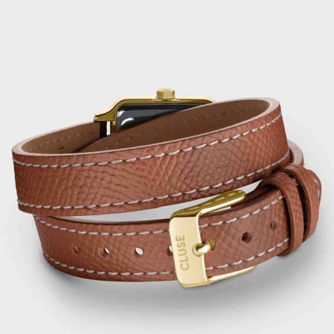 Montre Cluse Gracieuse Petite Watch Double Leather -  White stones -  Full Gold Colour