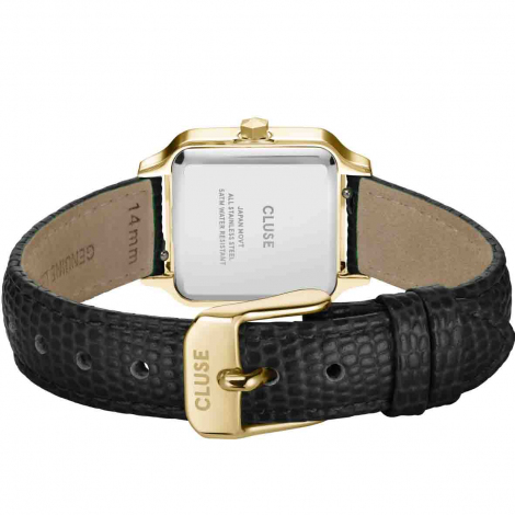 Montre Cluse Gracieuse Petite Watch Leather, Black Lizard, Gold Colour 