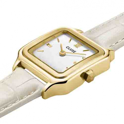 Montre Cluse Gracieuse Petite Watch Leather, Marshmallow Croco- Gold Colour