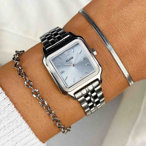 Montre Cluse Gracieuse Petite Watch Steel, Light Blue, Silver Colour 
