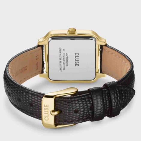 Montre Cluse Gracieuse Watch Leather, Black Lizard, Gold Colour 