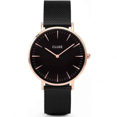 Montre Cluse La Bohme Mesh Rose Gold Black/Black 