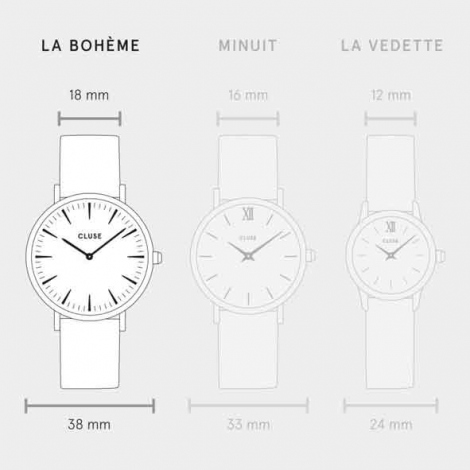 Montre Cluse La Bohme Mesh Rose Gold Black/Black 