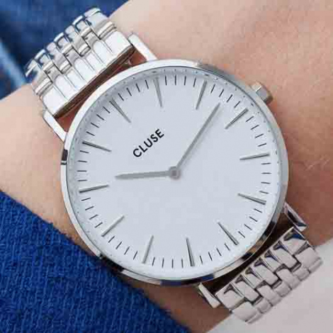 Montre Cluse La Bohme Multi-Link Silver White/Silver