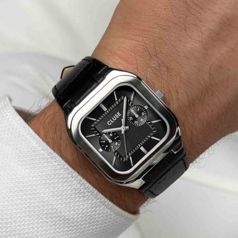 Montre Cluse Quadrus Multifunction Leather -  Black