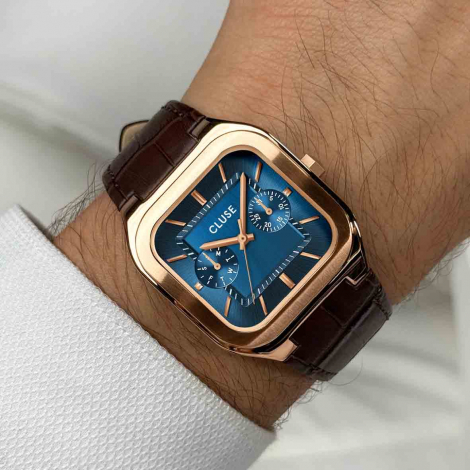 Montre Cluse Quadrus Multifunction Leather -  Blue