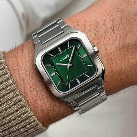 Montre Cluse Quadrus Steel, Green, Silver Colour 