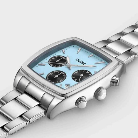Montre Cluse Quartaut Chrono Watch Steel - Blue and Black - Silver Colour 