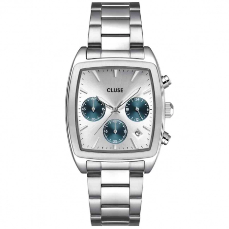 Montre Cluse Quartaut Chrono Watch Steel, Blue, Full Silver Colour