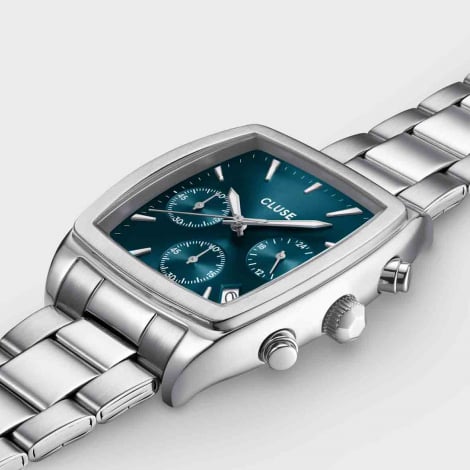 Montre Cluse Quartaut Chrono Watch Steel, Blue, Silver Colour 