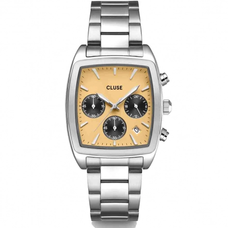 Montre Cluse Quartaut Chrono Watch Steel - Yellow and Grey - Silver Colour 