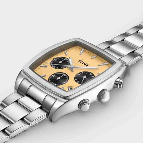 Montre Cluse Quartaut Chrono Watch Steel - Yellow and Grey - Silver Colour 