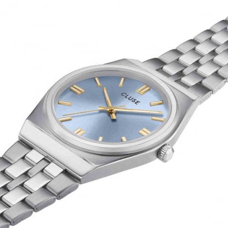 Montre Cluse Retro 70's Watch Steel, Light Blue, Silver Colour 