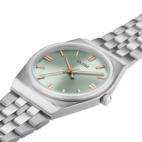 Montre Cluse Retro 70's Watch Steel, Sage Green, Silver Colour