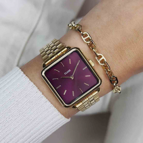 Montre Cluse Ttragone Steel Dark Cherry, Gold Colour