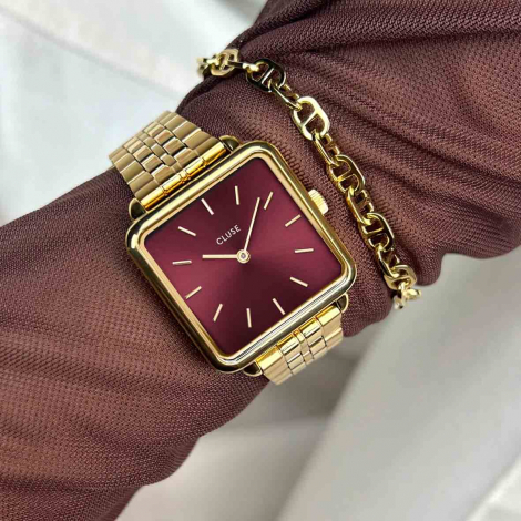 Montre Cluse Ttragone Steel Dark Cherry, Gold Colour