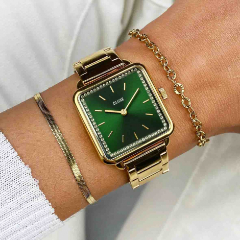 Montre Cluse Ttragone Steel stones Green, Gold Colour