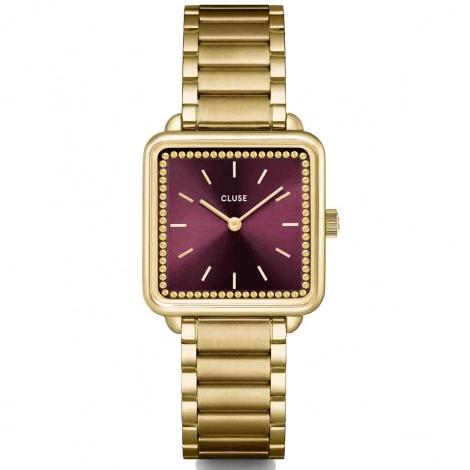 Montre Cluse Ttragone Watch Steel -  Wine stones - Gold Colour 