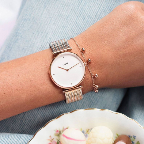Montre Cluse Triomphe Rose Gold Bicolour Mesh