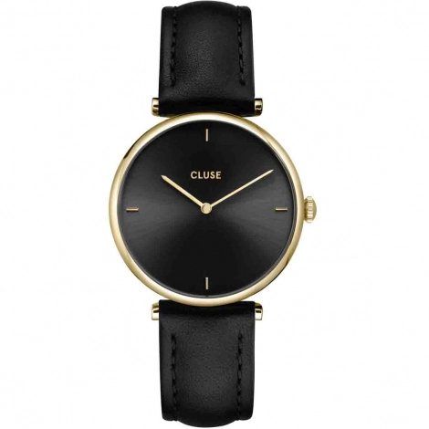 Montre Cluse Triomphe Watch Leather, Black, Gold colour 