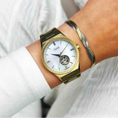 Montre Cluse Vigoureux Automatic Watch -  White MOP - Gold Colour