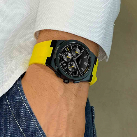 Montre Cluse Vigoureux Chrono Silicone Yellow, Black Colour