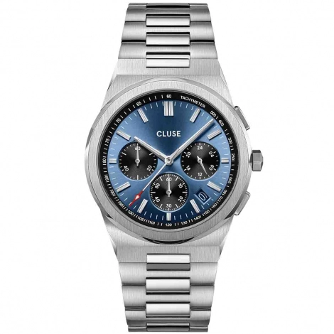 Montre Cluse Vigoureux Chrono Steel Dark Blue, Silver Colour 