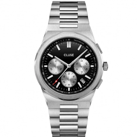 Montre Cluse Vigoureux Chrono Steel Silver and Black, Silver Colour 